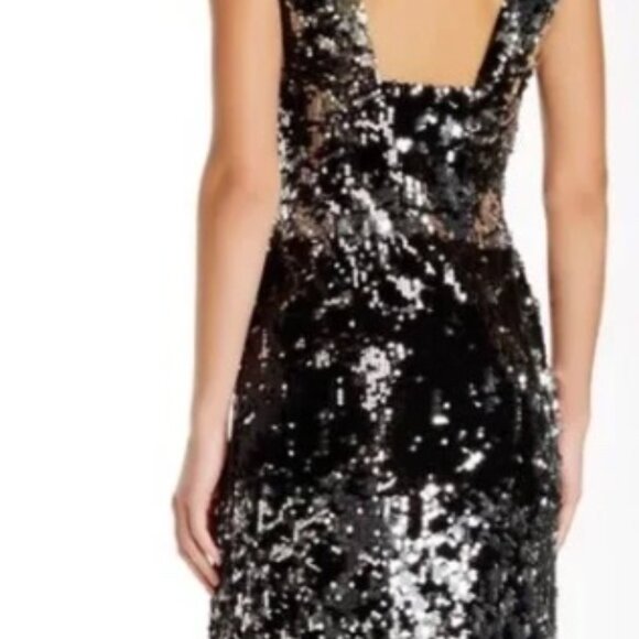 Rachel Zoe Venus Black and Silver Sequins Maxi Dress Sz 2 NWT - Picture 2 of 12